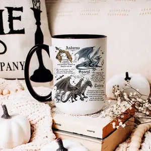 Onyx Storm Ceramic Reusable Washable Cup - 11oz/15oz Bookish Mug for Readers, Fourth Wing Dragons Tairn Andarna Dragon Rider Basgiath War College Violet Sorrengail Gift, Drinkware - drf10006