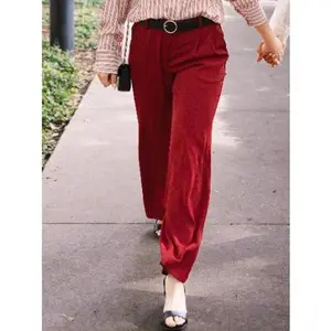 Pleat-Front Trousers, Maroon