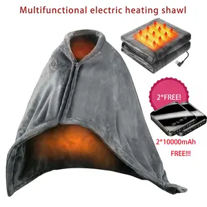 3Pcs! Electric shawl comes with 2 10000mAh power banks, warm winter, fast heating king, heating master, large size (63 inches * 33.5 inches) 8-zone heating, 3-speed adjustment, suitable for home, travel, camping, outdoor, office, gift giving, universal