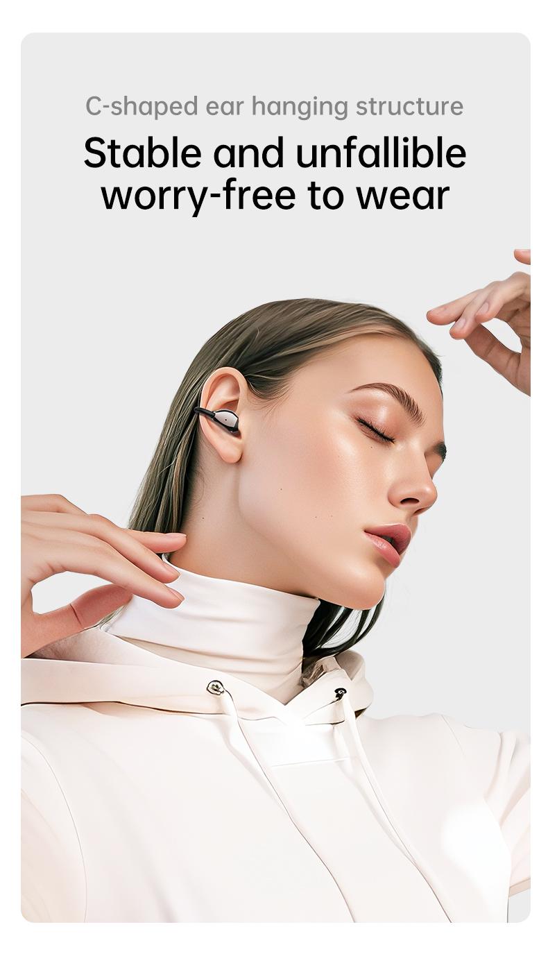 In-ear Ear Clips Wireless Earbuds, 360° Rotation decompression tool, Bluetooth 6.0 High-definition call Earphones, 30h Super Long Battery Life Headphones,suitable for work,sport, with silicone soft lanyard