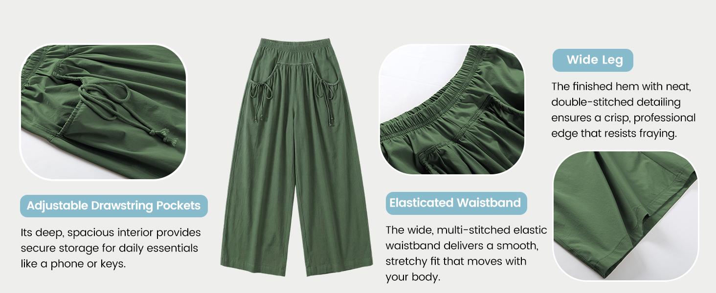 YeeZaa Women's Capri Track Pants Loose Wide Leg Sporty Pants Hiking 2026 Spring Summer Y2k Drawstring Elastic Waist Pant with Pockets Lightweight Breathable