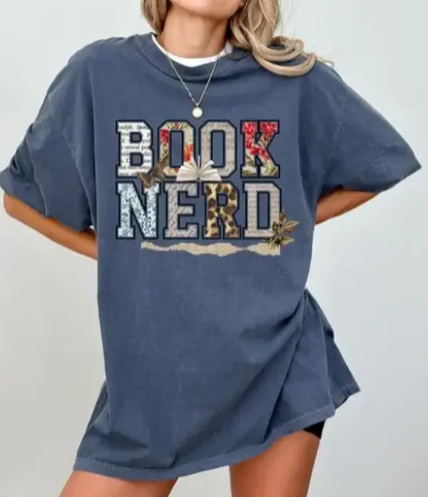 Women's Printed Vintage Book Nerd T-shirt - 100 Cotton Casual Basic Short Sleeve Tops, Pre-shrunken Printed Text, Booktok Librarian Gift Idea, Round Neck