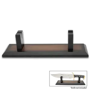 "Premium Knife Display Stand - Desktop Presentation, Dark Brown Color - Wood, 13 3/4"" X 3 3/4"""