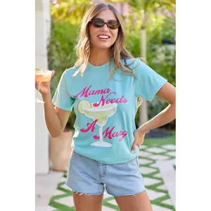Mama Needs A Marg Mint Blue Graphic Tee
