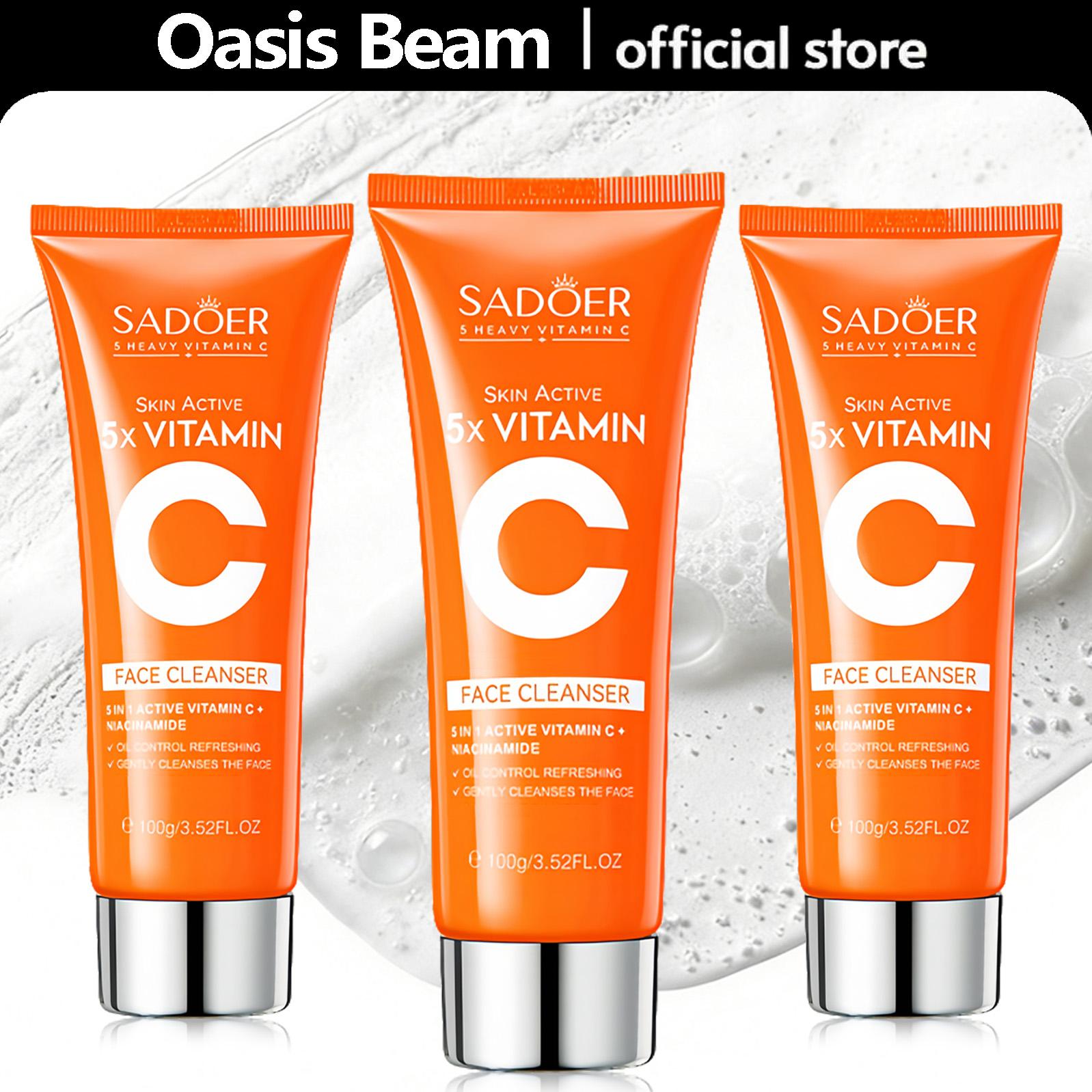 【BUY 1 GET 2 FREE】 Facial Cleanser for Sebum Control & Repair -5X Vitamin C Face Wash with Niacinamide - Gentle Cleaning Moisturizing, 3.52 oz Moisturize Hydrating Hydrate Moisture Daily Cleansing Moisturizer