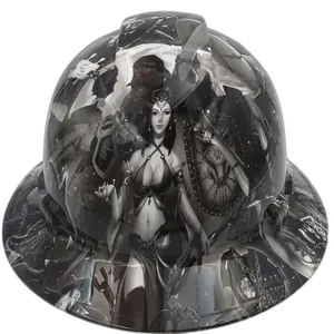 Dark Fantasy Warrior Women Art - Custom Hydro Dipped Full Brim Hard Hat