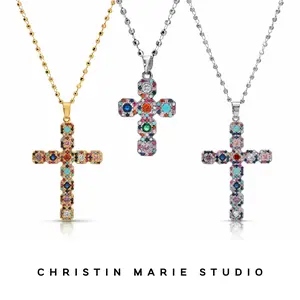 Icy Cross Necklace (Multicolor)
