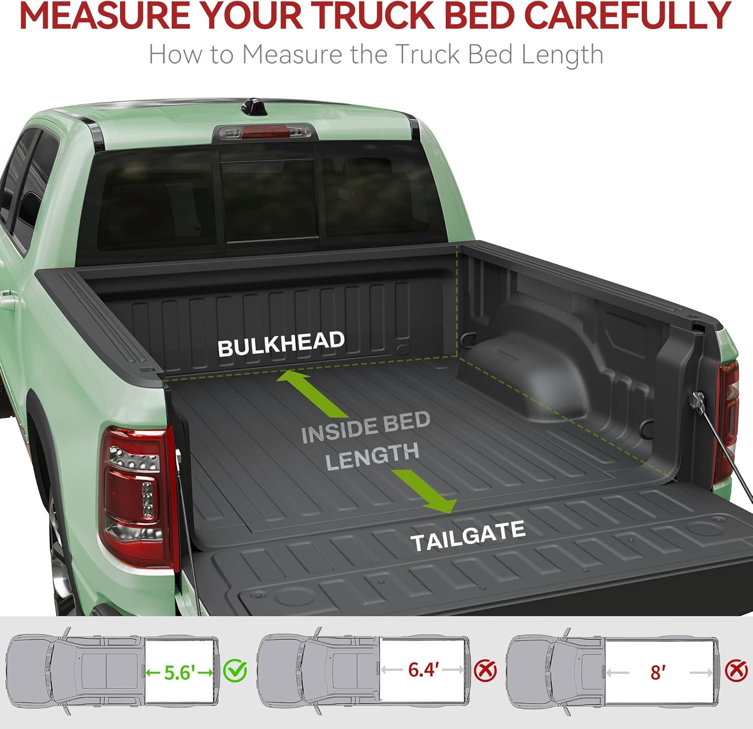 YITAMOTOR Soft Quad Fold Truck Bed Tonneau Cover Fits for Dodge Ram 1500 2009-2025 (Incl. Classic & New), 5.7ft Bed (67") Without Rambox