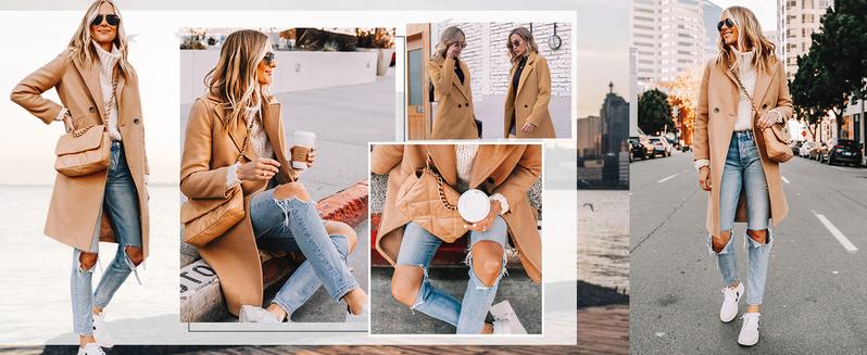 Kingapril Women's Notch Lapel Double Breasted Wool Blend Mid Long Pea Trench Coat Fabric Soft