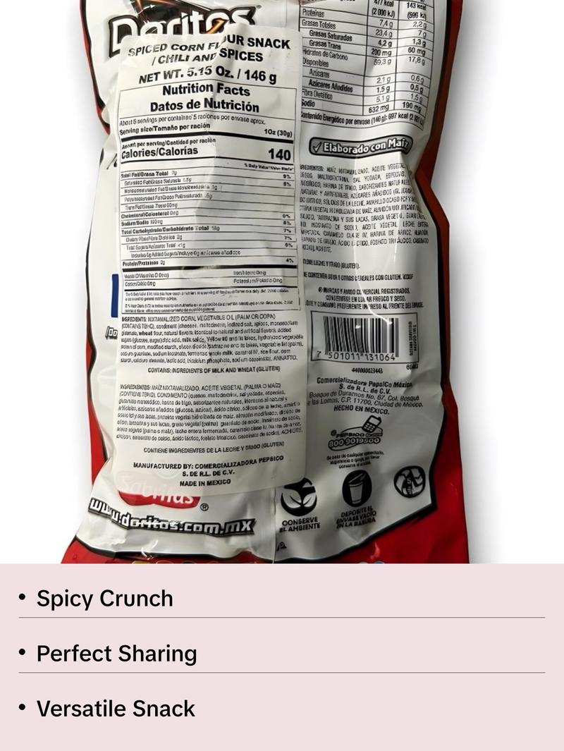 Sabritas Doritos Nacho 146g Box with 3 bags papas snack Mexican Chips