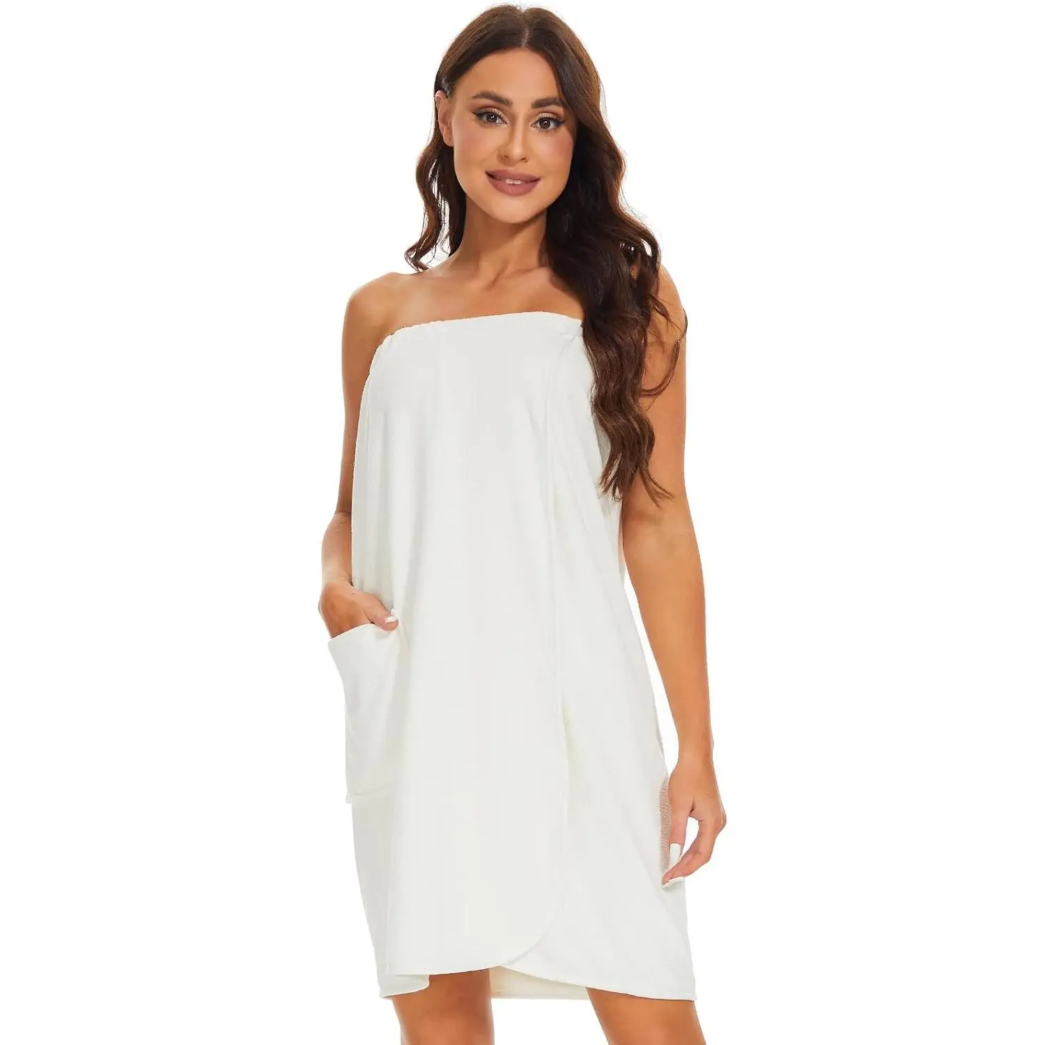 Kniffi Shower Wrap Robe for Women Bath Body Towel Wrap Spa Soft bathrobe with Adjustable Snap Closure