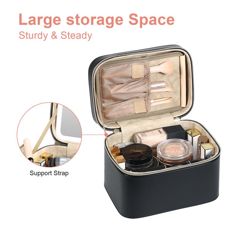 Vanity Case with Lighting Portable Mini Makeup Bag Cosmetic Bag Travel Makeup Case Organizer For Women Toiletry Bag for Girls Traveling With Handle Artist Storage Bag