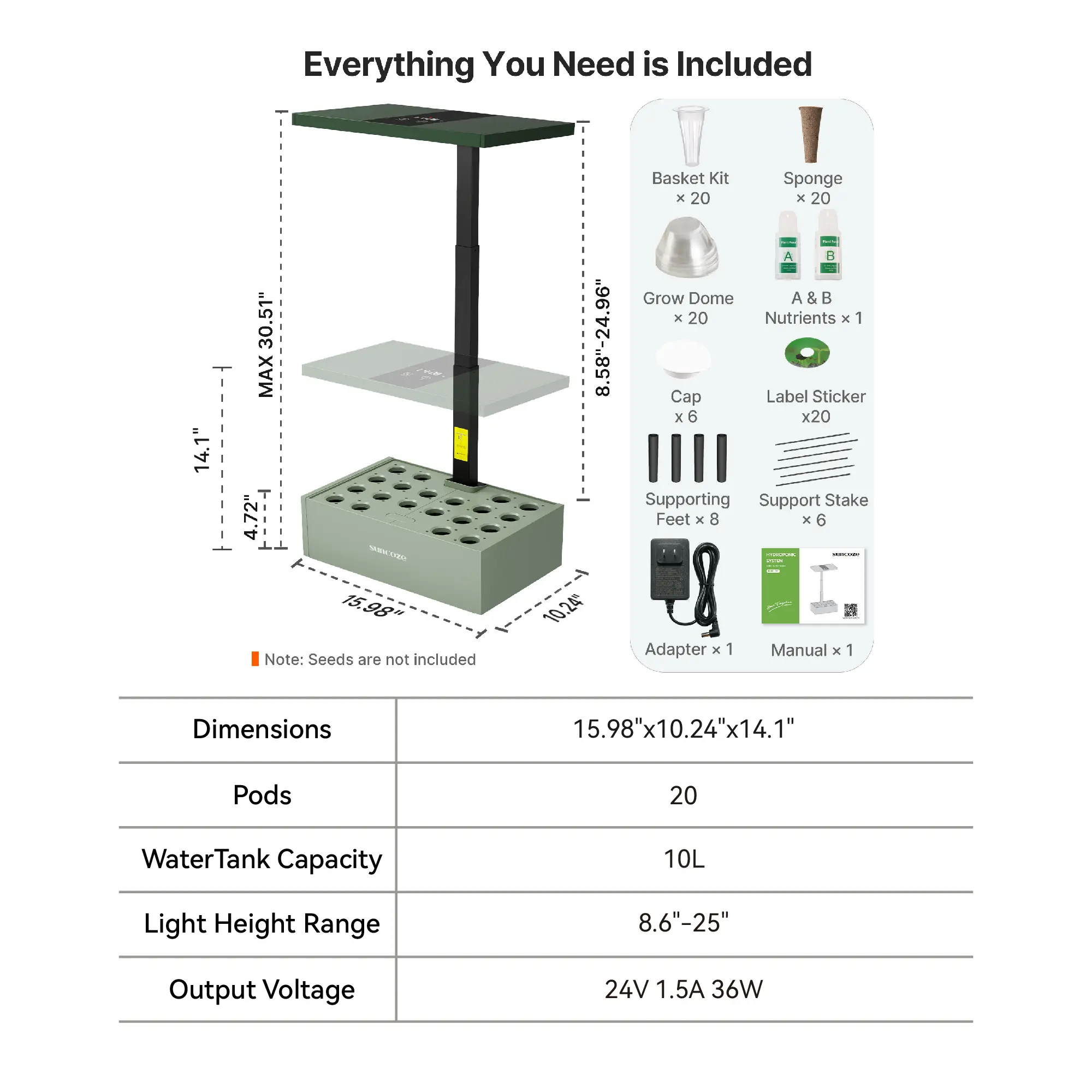 Green-20 Pods & 36W Light