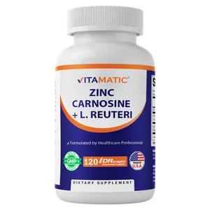Zinc Carnosine with L. Reuteri 10 Billion CFU & Prebiotic Inulin 264 mg Digestive & Gut Health Support* - 120 Delayed-Release Capsules