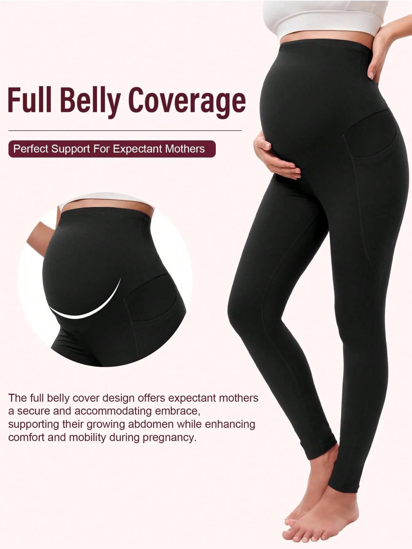 Cymebosilux 4-Pack Maternity Leggings High Waisted with Pockets for Yoga & Workout  Activewear for Women