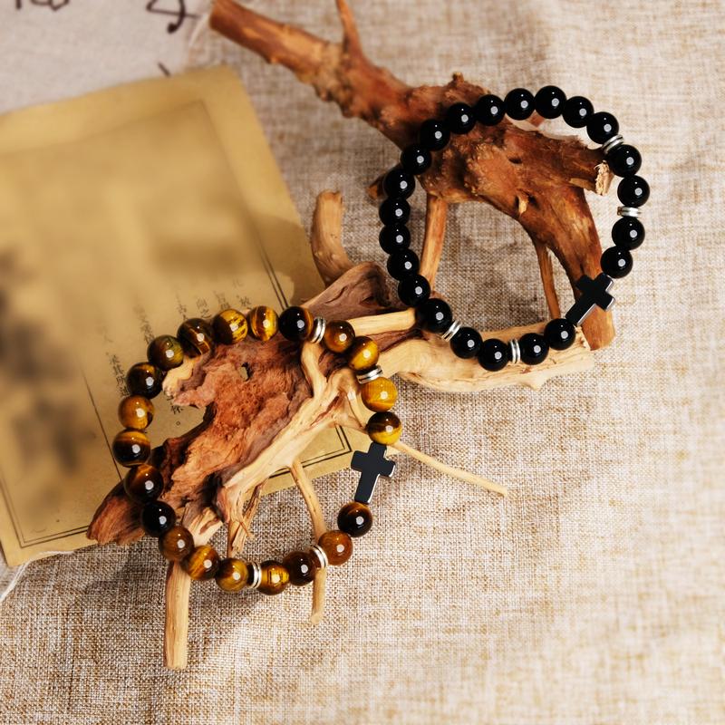 Cross Beads Bracelet for Men Women, 8MM Beaded Bracelets Couples Bracelets,Lava Rock Turquoise Tiger Eye Natural Bracelet Anxiety Stretch Elastic Healing Bracelet Cross Beads Bracelet for Men Women, 8MM Beaded Bracelets Couples Bracelets,Lava Rock Turquoise Tiger Eye Natural Bracelet Anxiety Stretch Elastic Healing Bracelet