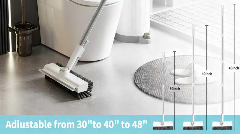 Floor Scrub Brush with Long Handle,3 in 1 Scrape and Heavy-Duty Stiff Bristle Scrubber Brush for Cleaning Shower Bathroom, Patio, Garage, Kitchen, Wall and Deck, Cleaning Supplies for Home,  Essential Items for Home Christmas Gifts