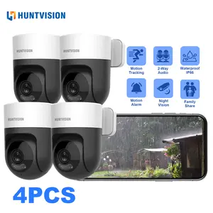 HUNTVISION 4Pcs IP66 Waterproof Outdoor Waterproof WiFi Security Camera, 360° Panoramic Dome Camera, Auto Tracking AI Human Detection, Day/Night Full Color, Two-Way Audio, 100° Vertical Surveillance CCTV