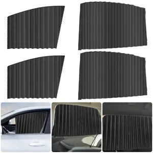 4 Pcs Magnetic Car Window Shades-Retractable Side Window Privacy Curtains,Side Strong-Light Blocking UV Protection Sun Blocker,Car Window Curtain
