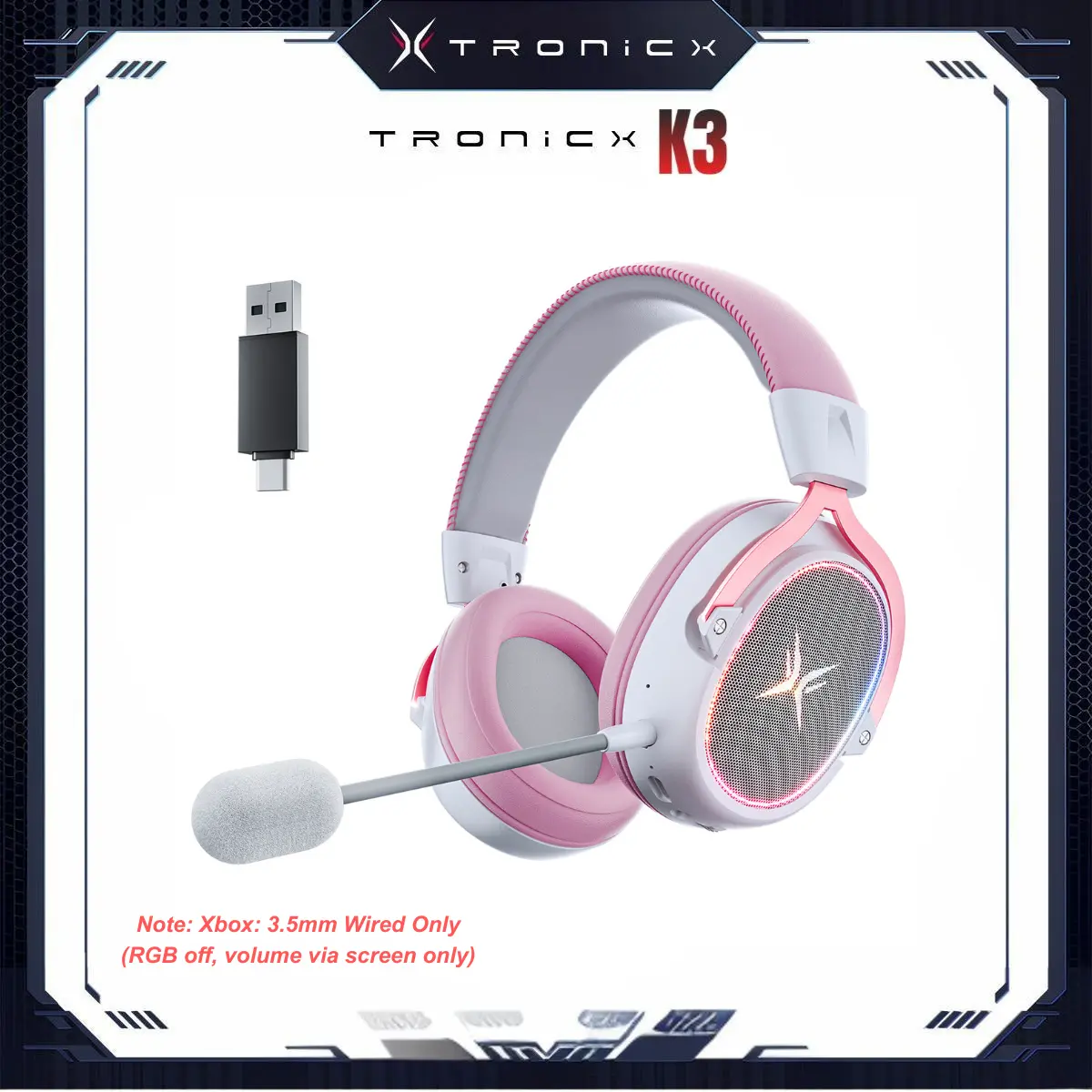 [Summer Wins] TAGRY TRONICX K3 Gaming Headset Version 5.3, 7.1 Surround Sound, 50mm Drivers, Low Latency ENC Microphone for PC PS4 PS5 for PC Laptop Headphone Audio for Gaming & Music tiktokshopbacktoschool,back to school,back to school haul