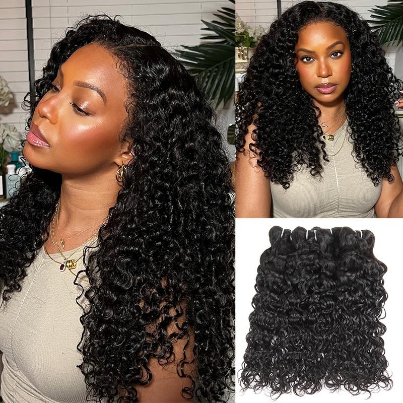 Water Wave Bundles with Closure Human Hair 10A Brazilian Virgin Hair Bundles and Closure 100% Unprocessed Water Wave Human Hair Bundles with 4x4 Lace Closure