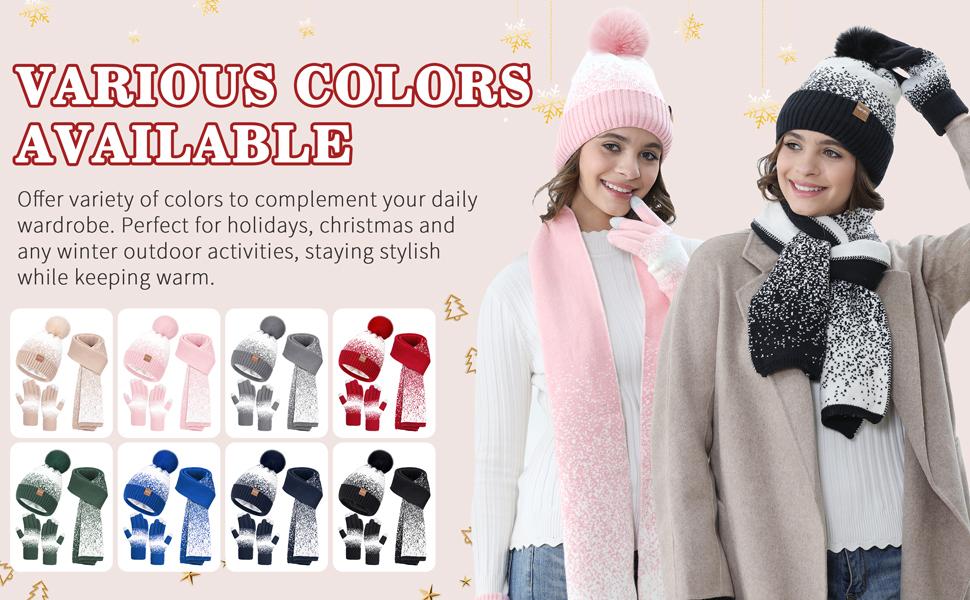 Winter Beanie Hat Scarf Touchscreen Gloves Set for Women Men, Warm Fleece Accessories Perfect 3 PCS Birthday Gift Winter Beanie Hat Scarf Touchscreen Gloves Set for Women Men, Warm Fleece Accessories Perfect 3 PCS Birthday Gift