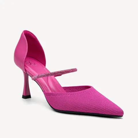 Women's COSY ISLAND CharmElle Stylish Breathable Minimalist Heeled Stilettos - Sparkle Pointed Toe, Elastane Ankle Strap, Classy Plain Formal Pumps for Women's Shoes & Heels