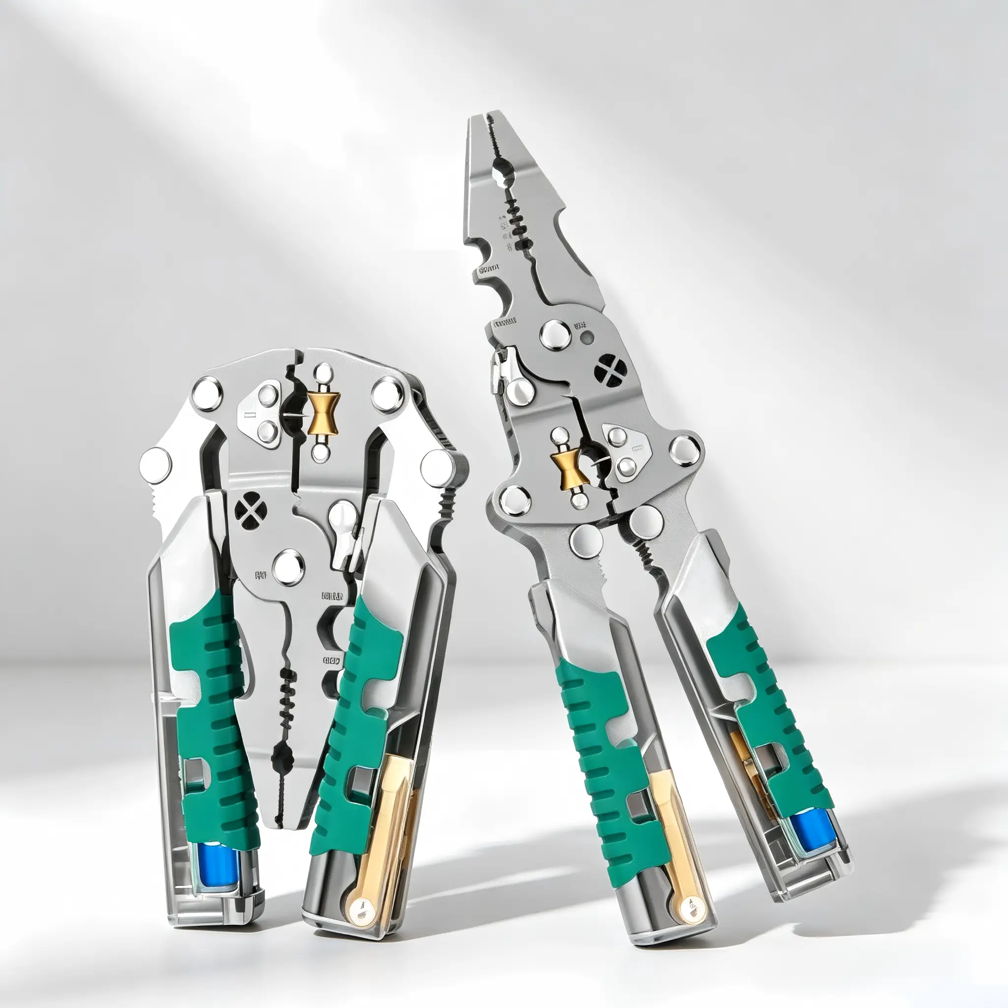 Foldable All-in-One Electrician Multitool Pliers with Built-In Voltage Tester, Heavy Duty Wire Stripper Cutter Crimper Splitter Wire Winder Hand Tool for Household Wiring & Professional Electrical Repair