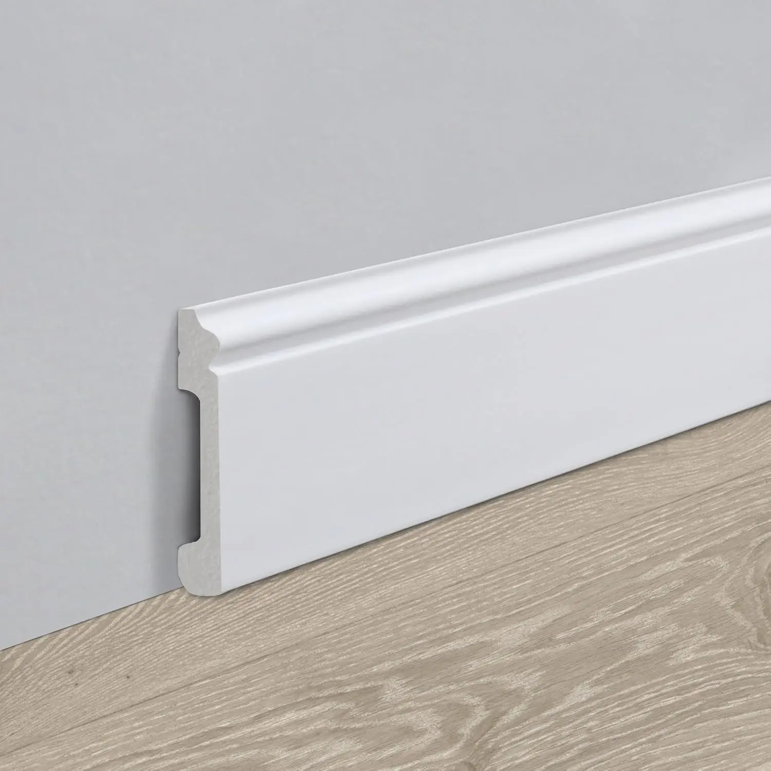 #homeessentials 10-Piece Interior Moulding Trim (44.5x3.2 in) - High-Impact Polystyrene Wall Baseboard Skirting Board with Glue, Durable Finish, Scratch Guard, Mold-Resistant, Moisture-Proof, Water-Resistant, Easy Installation for Living Room, Bathroom