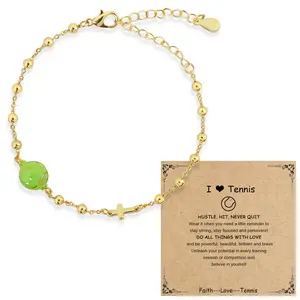 Softball/Volleyball/Soccer/Basketball Football Bracelet for Girls Women, 14K Gold Plated Cross Link Chain Sport Accessories Christian Jewelry Gifts for Teens Team Coach Players