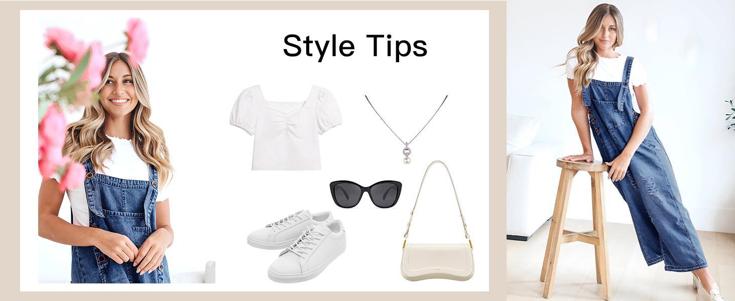 Imily Bela Women's Denim Overalls Casual Jumpsuits Loose Fit Adjustable Strap Distressed Bib Jeans Overall Jumpsuits