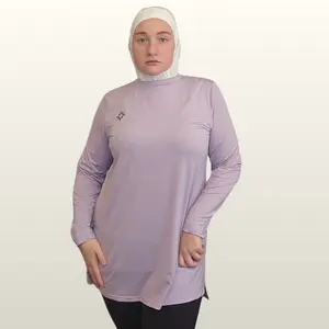 Female Modest Gym Clothing - Lavender All-Around Athlete Top, Breathable and Lightweight, for Casual Run