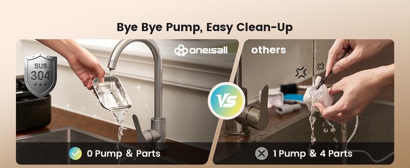 Oneisall Filterless Cat Water Fountain | 3.5L Automatic Stainless Steel Pet Dispenser with Separated Clean & Waste Tank, 2000mAh Battery (64-113 Days Runtime), Cordless, Detachable Easy-to-Clean Bowl, Scheduled Water Change (Up to 6x Daily)