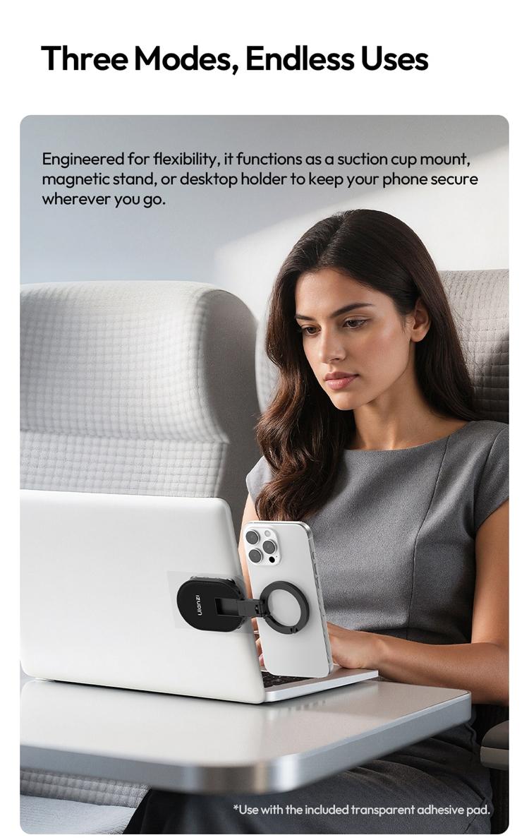 Ulanzi MA39 MagLock Magnetic Phone Mount, Desktop Stand with Suction Bottom for iPhone 17-16-15-14, Wall & Glass Use, Mobile Cellphone Smartphone Accessories, Metal Ring,back to school,back to school haul