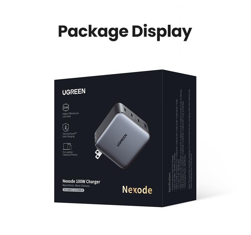 UGREEN 100W/140W/200W Nexode USB C Super Charger. 4-Port GaN Foldable Wall Adapter. Perfect for MacBook Pro/Air, iPad Pro, iPhone 17/16/15 Pro. Fast Charging Charger,September Restock，TikTokShopBlackFriday ,TikTokShopJumpstartSale