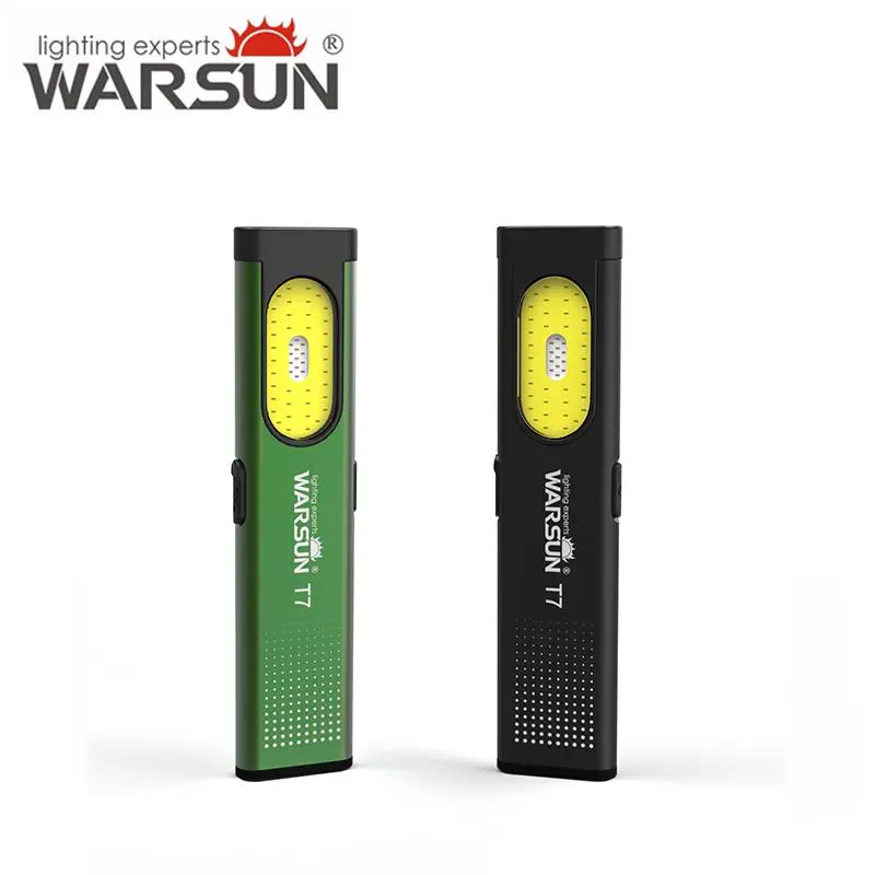 WARSUN T7 EDC Flashlight, Pocket LED Work Light with Magnetic Base & Clip, USB-C Rechargeable, Compact Everyday Carry Tool for Camping, Car Repair and Outdoor Use