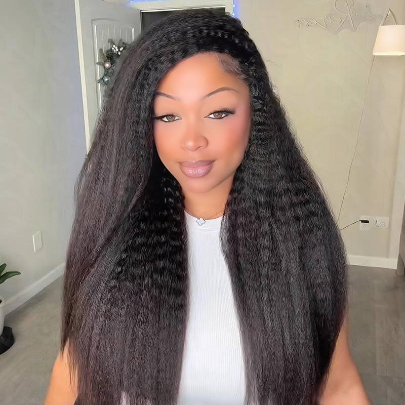 QVR Kinky Straight Crochet Hair Natural Black Machine Made Feather Crochet Human Hair Extension TikTokShopHolidayHaul