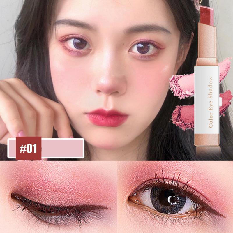 6Pcs Two Color Eyeshadow Stick Set Cosmetic PearlescentMatte Highlighter Eye Shadow Glam Natural Long LastingWaterproof Not Easy To Take Off Makeup