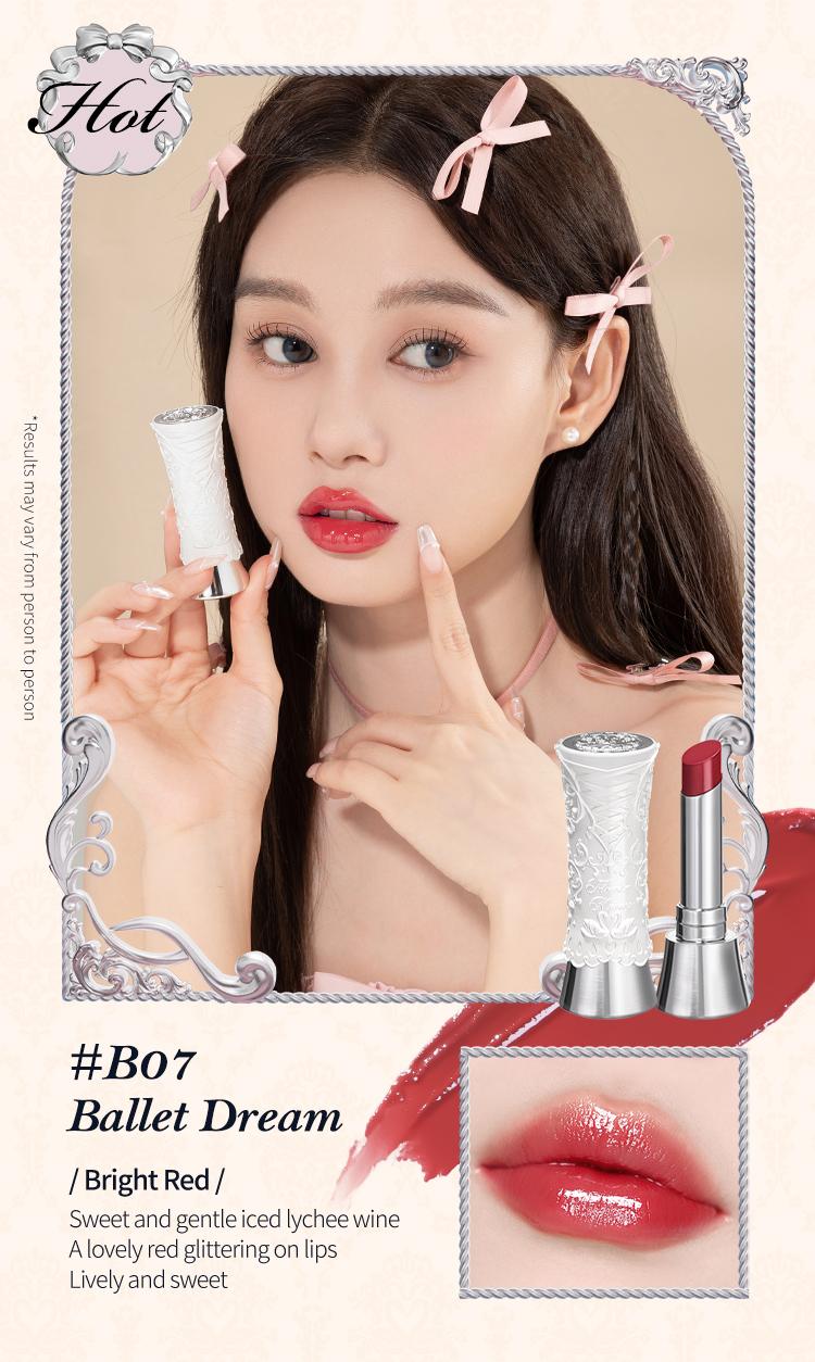 Flower Knows Swan Ballet Collection Shine Lipstick, Elegant Design with Jojoba Oil for Hydration & Moisture, Glossy Finish, Long Lasting Transfer Proof, #Summervibes