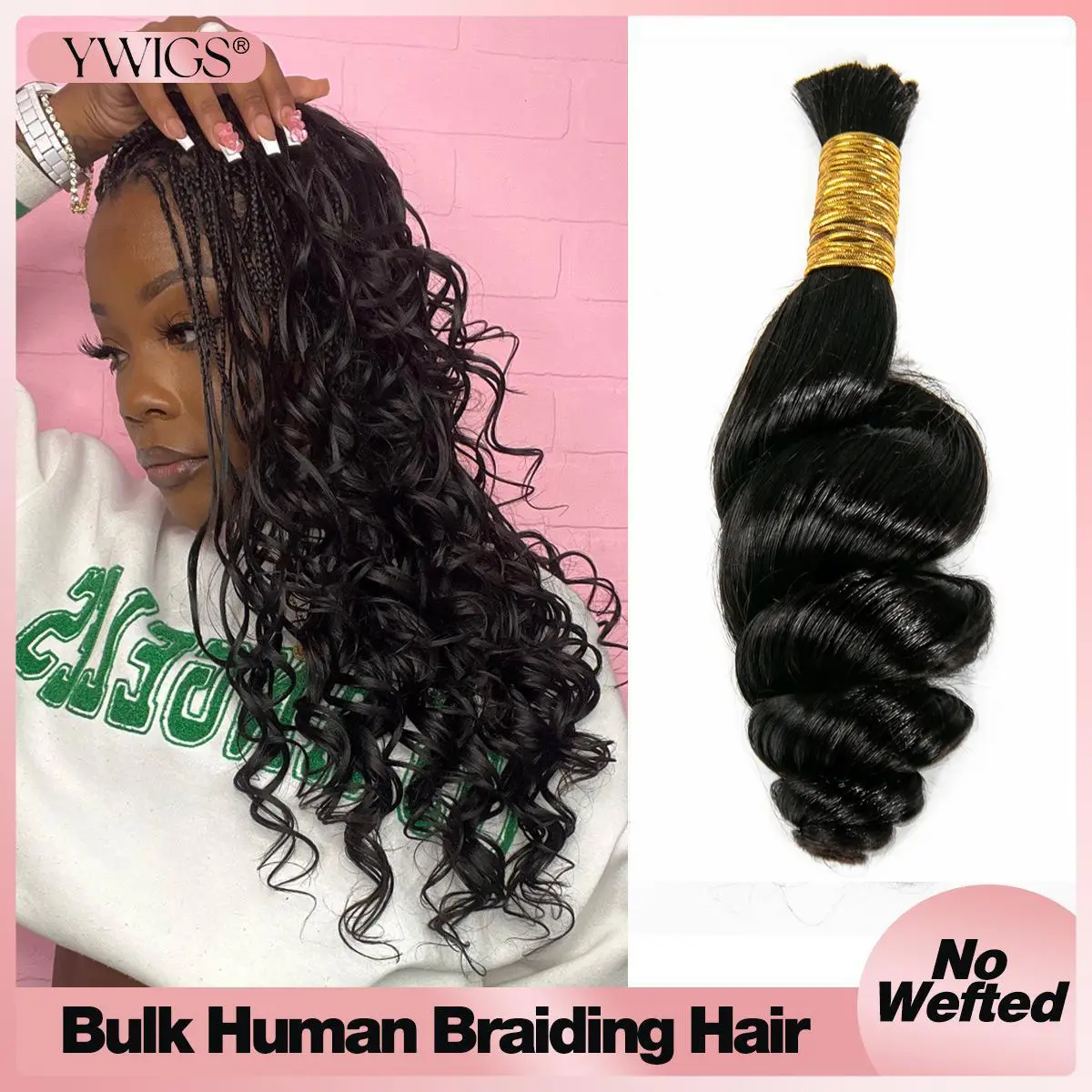YWIGS Loose Wave Bulk Hair Extensions for Braiding No Wefted Natural Color 100g Per Bundle #backtoschool #backtoschoolshopping