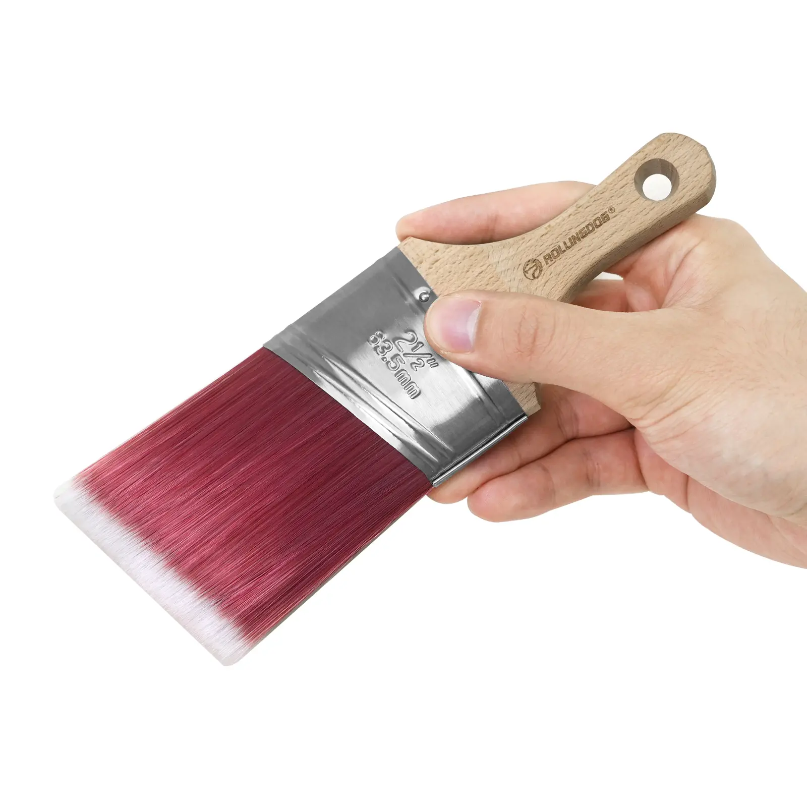 ROLLINGDOG 2.5" Oval Stainless Steel Ferrule Angled Edge Paint Brush - Durable, More Bristles for Strong Pick-Up, Short Handle Reduces Hand Fatigue, Best with Latex Paint – Easy Clean Up, Ideal for Interior Trimming/Clean Cutting-In, 2.5" Size, Interior U
