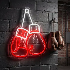 Red Boxing Gloves Neon Sign, Boxing LED Decor Light Sign, Sports-Themed Interior Decoration, Perfect for Men's Caves, Bedrooms, Game Rooms - Great Gift for Boxing Enthusiasts-Father's Day