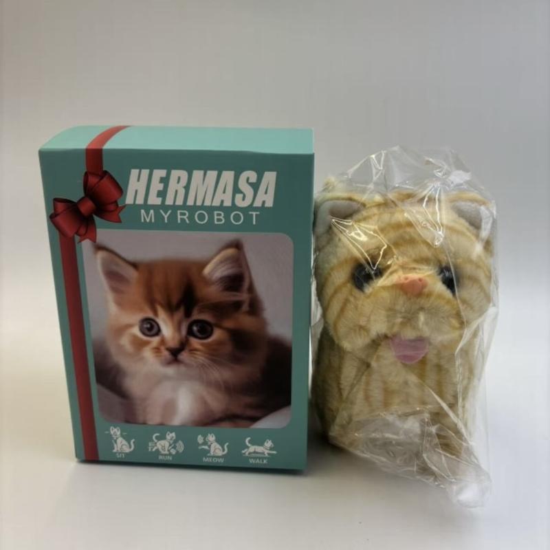 Interactive Robot Kitten, Realistic PlushHoliday HaulRobotic Cat Toy That Walks, Wags Tail & MakesSounds, Cute Pet Toy Gift for Kids & Adults