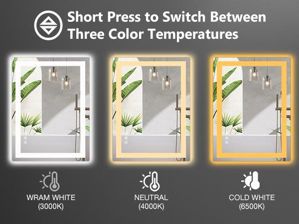 LED Bathroom Vanity Mirror for Wall with Double Front and Back Light, Anti-Fog, Shatter-Proof, Dimmable, Tempered Glass, Memory Function