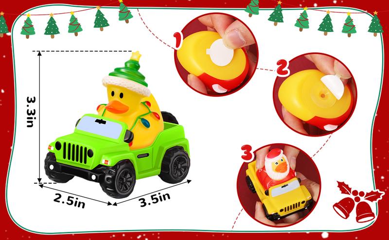 Christmas Rubber Ducks for Jeeps 24 Pcs 3.5 Inch Ducks Off-Road Vehicles 12 Christmas Ducks with 12 Cars Bath Toy Party Favors Gifts for Jeep Enthusiasts
