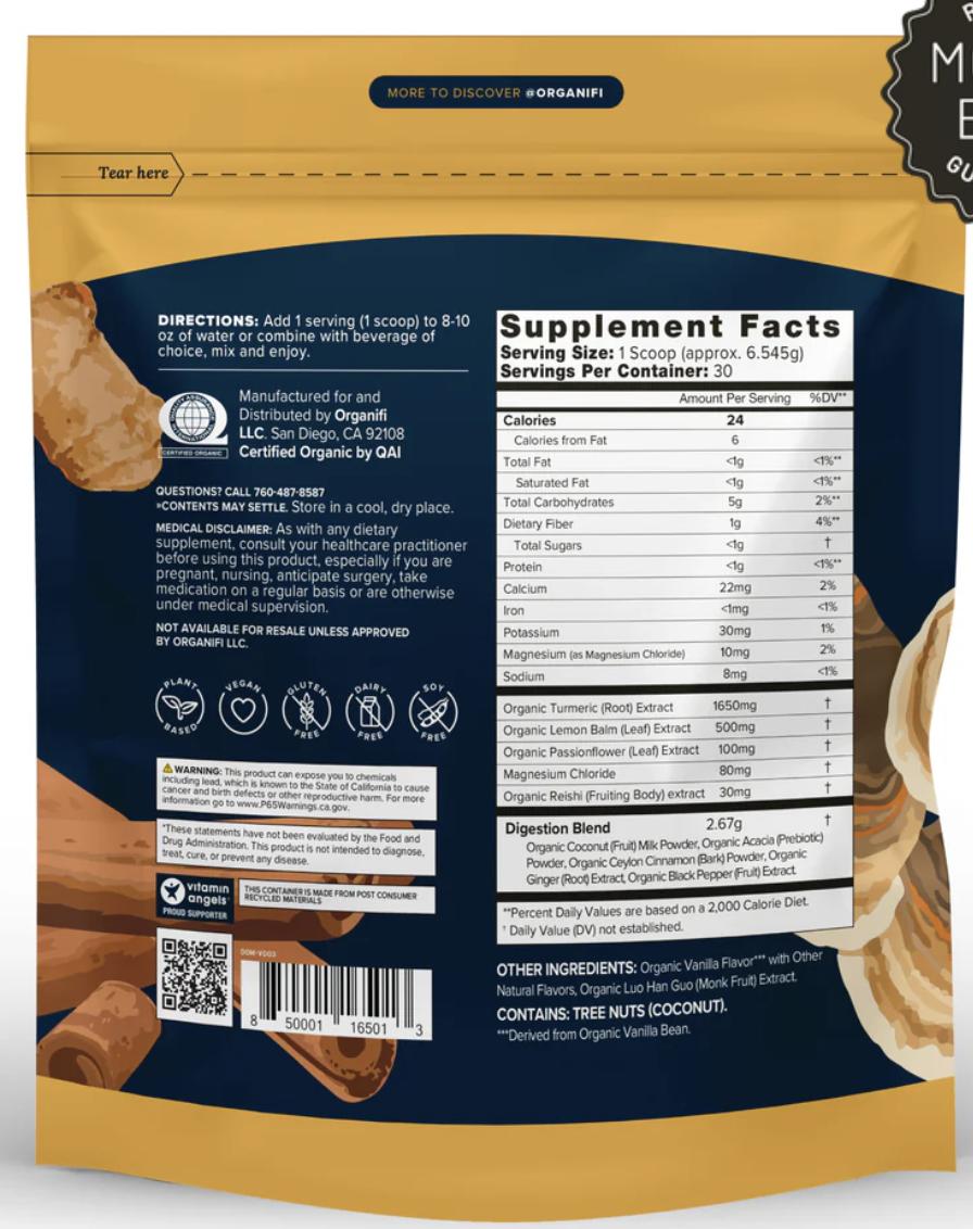 Organifi Gold Powder - Relaxation Supplement - Natural Dietary Healthcare Fitness Edible