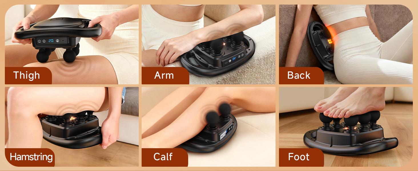 AERLANG Massage Gun Deep Tissue Muscle Massager with 6 Heads, 9 Levels & 4 Modes for Pain Relief, Quiet Motor, Portable Handheld Massager for Athletes, Christmas Gifts for Him Her Dad Mom
