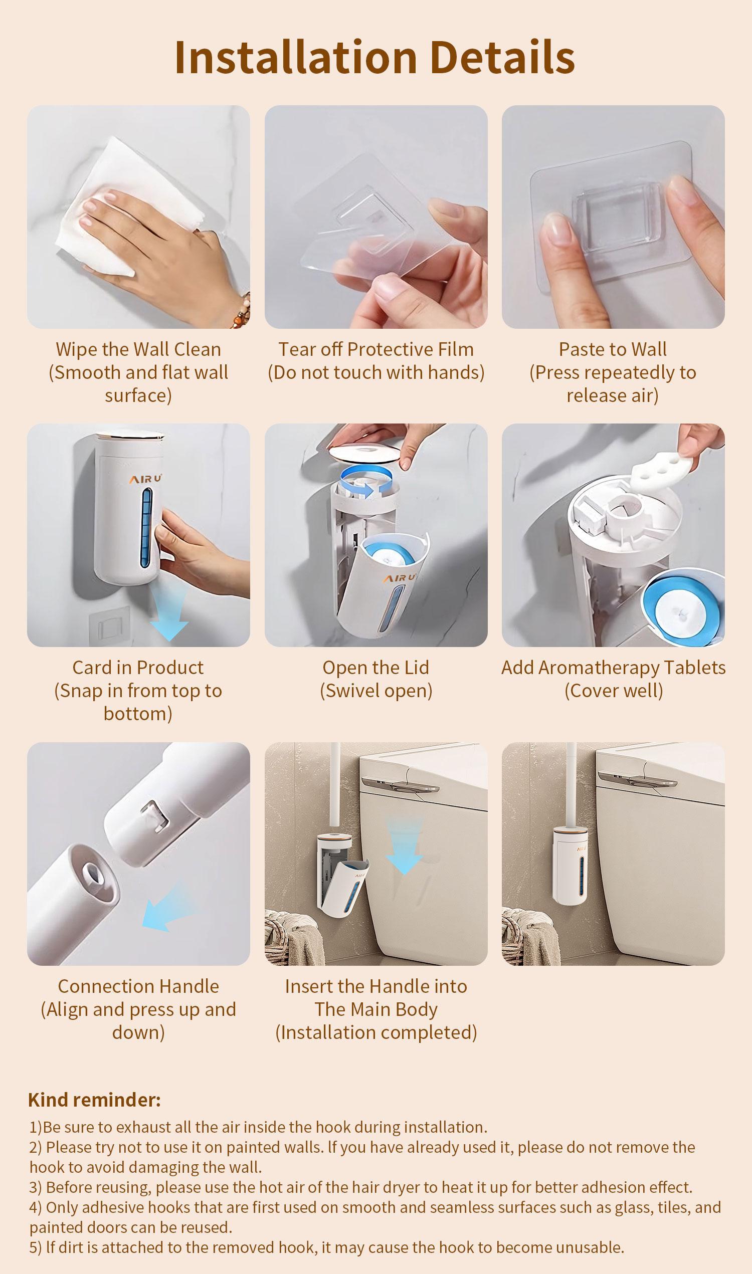 24pc, Disposable Toilet Cleaning Set,Toilet Bowl Cleaning System- 1 Toilet Brush, 1 Storage Caddy, 1 Fragrant Tablet and 24 / 48 Refils Cleaning Liquid，Wall- Mounted Cleaning Tool for Bathroom Stocking Stuffer Bundle