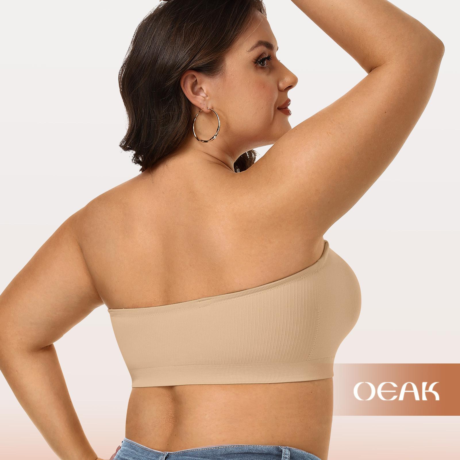 OEAK Women Non-Slip Bandeau Bras With Comfortable Strapless Bra Seamless Wireless Tube Top Push Up Bra