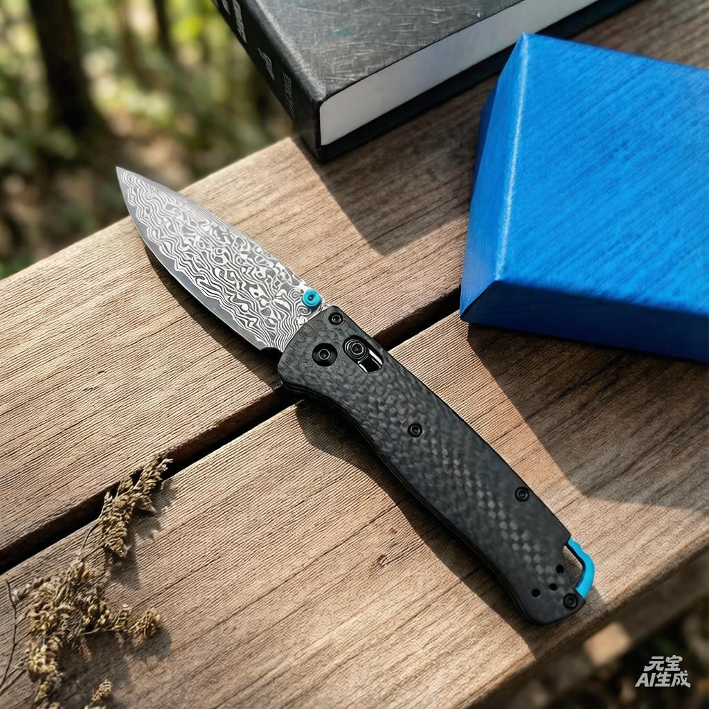 Damasus steel carbon fiber handle folding knife, 535 high-end pocketknife, Axis lock mechanism for smooth opening and closing, premium EDC tool, kitchen knife, Valentine’s Day gift